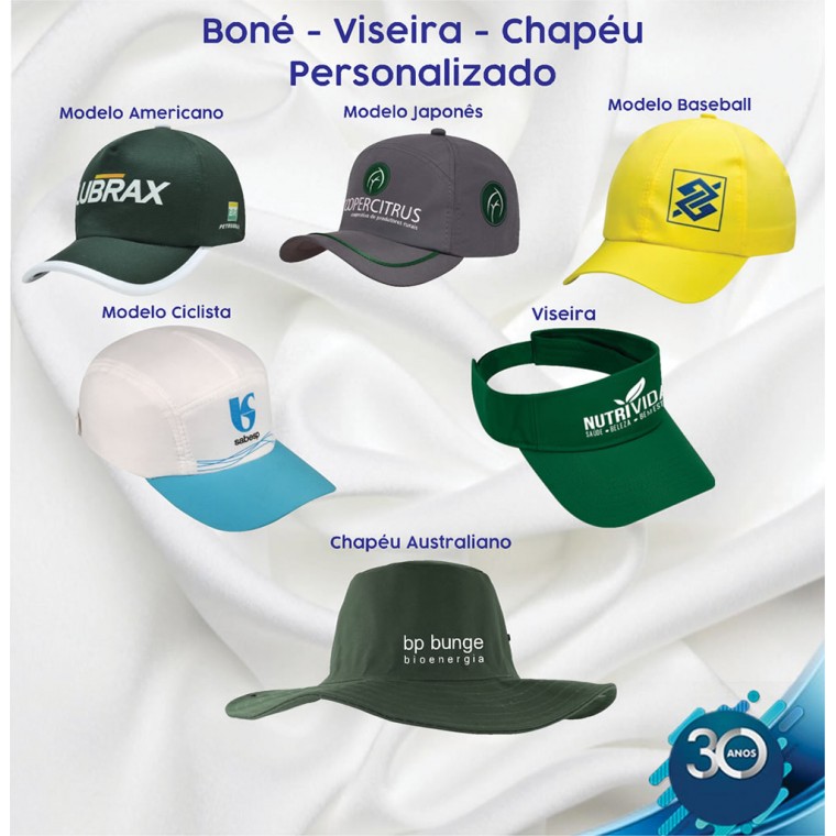Boné, Viseira e Chapéu Personalizado Boné, Viseira e Chapéu Personalizado